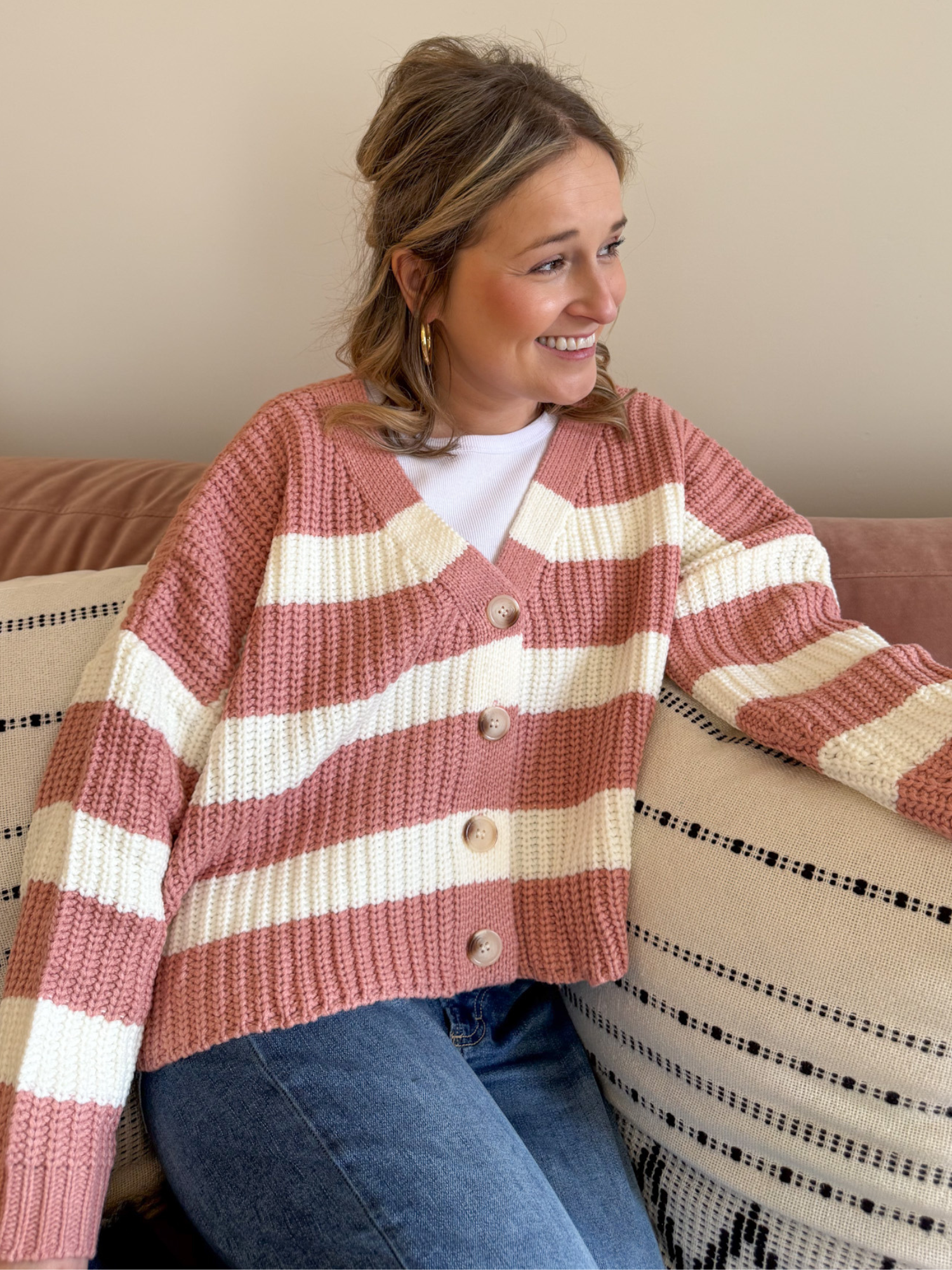 Amelia Striped Cardigan - Collective Rose