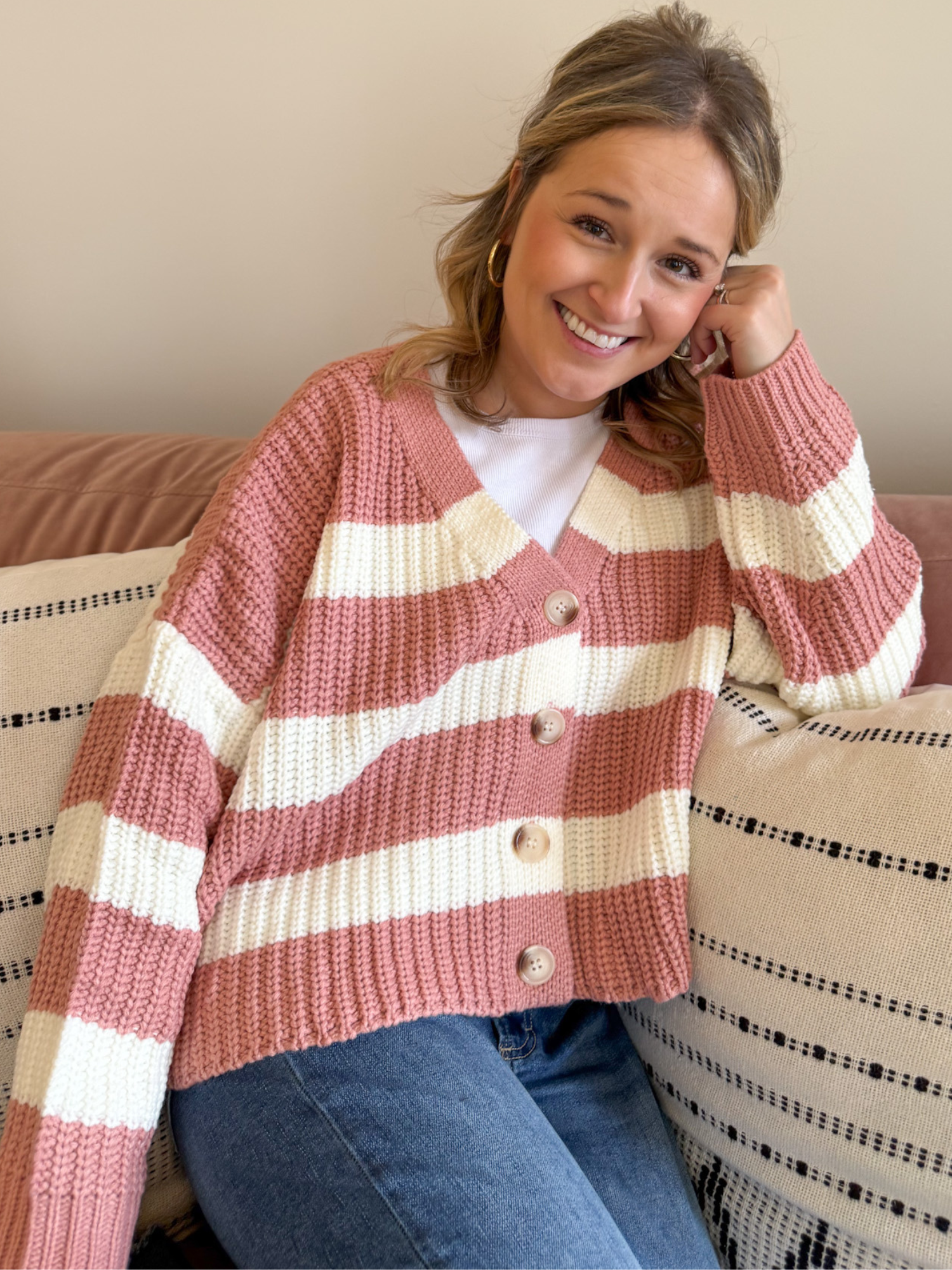 Amelia Striped Cardigan - Collective Rose