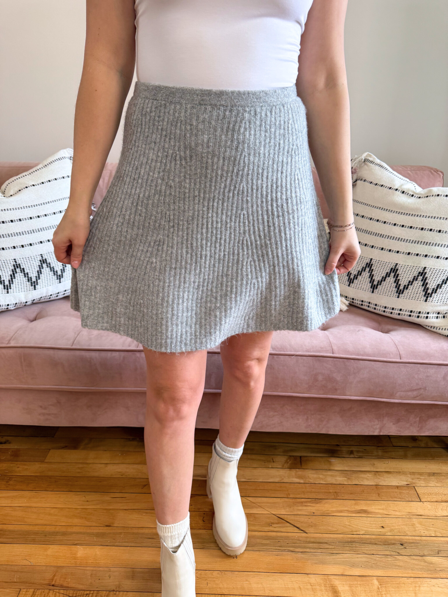 Bailey Ribbed Knit Mini Skirt - Collective Rose