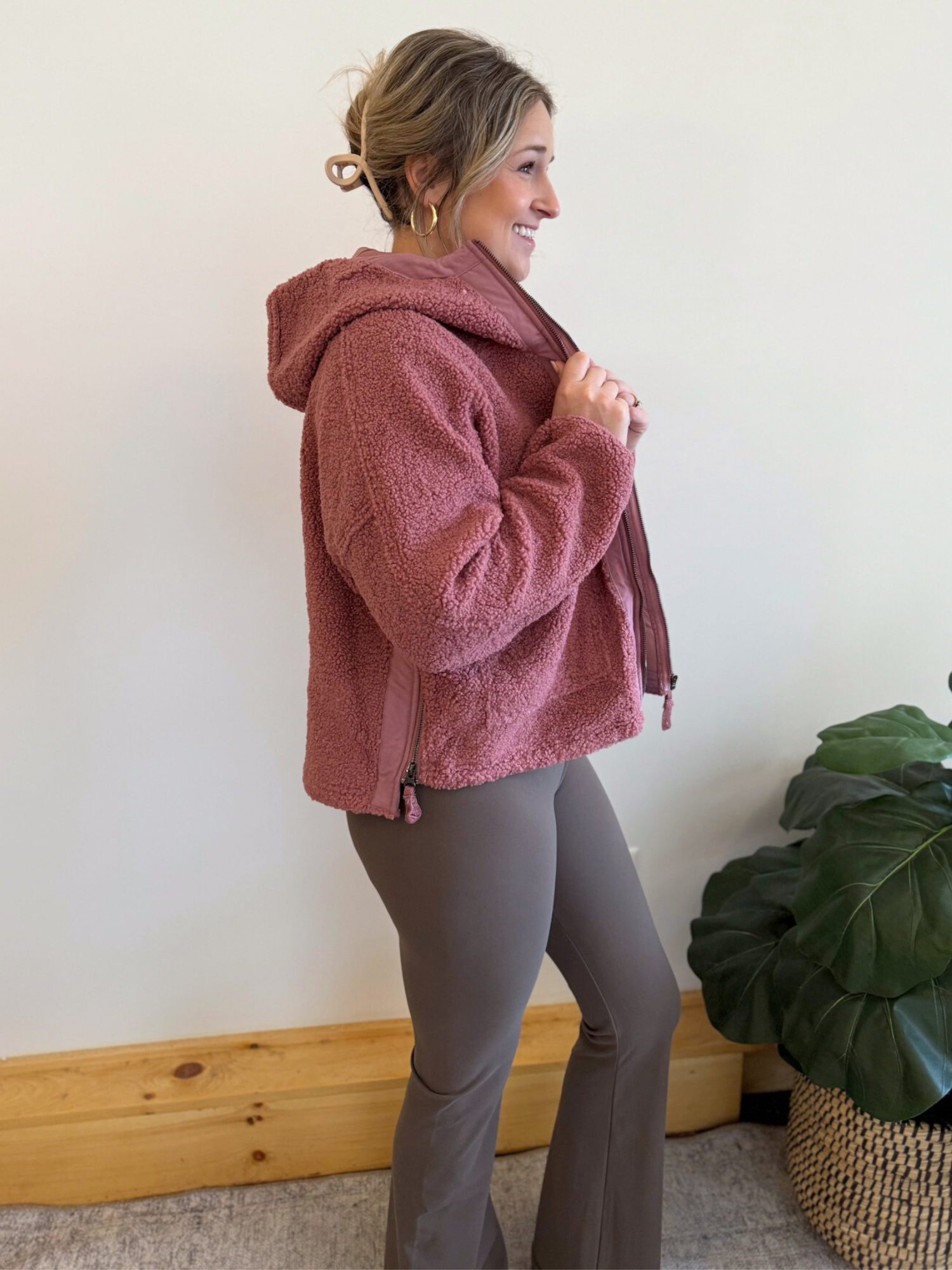 Elena Fleece Hooded Jacket - Collective Rose