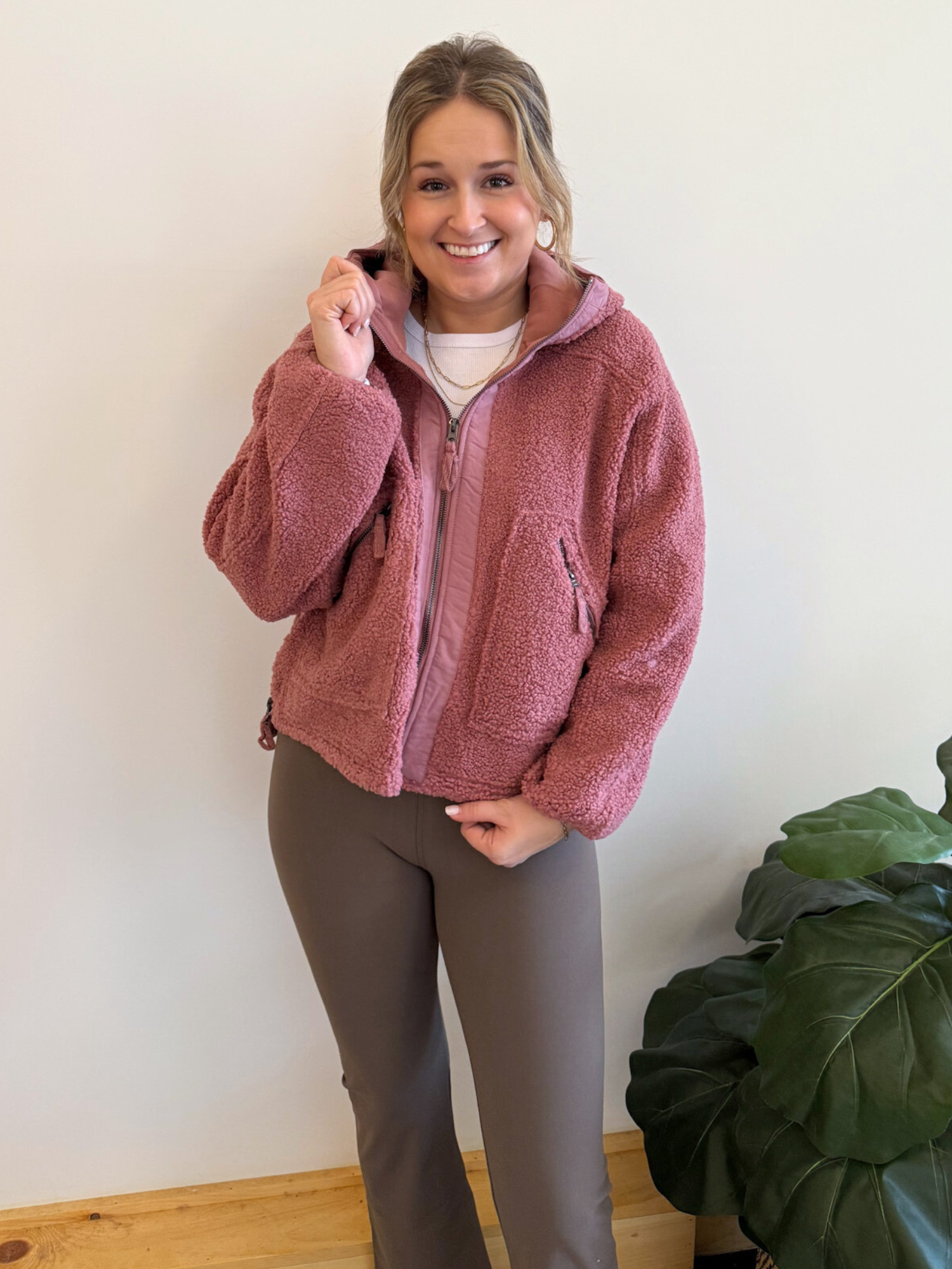 Elena Fleece Hooded Jacket - Collective Rose