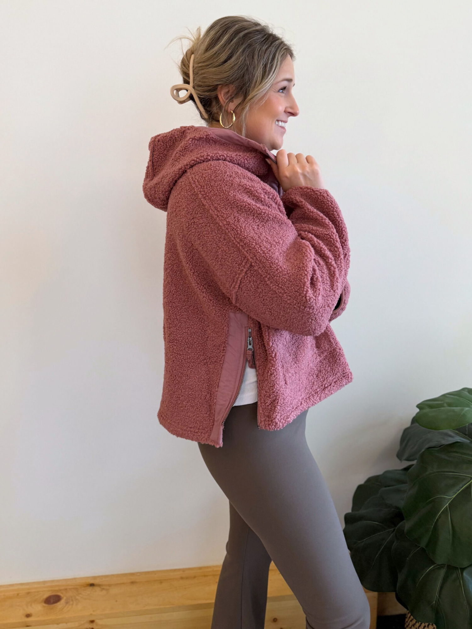 Elena Fleece Hooded Jacket - Collective Rose