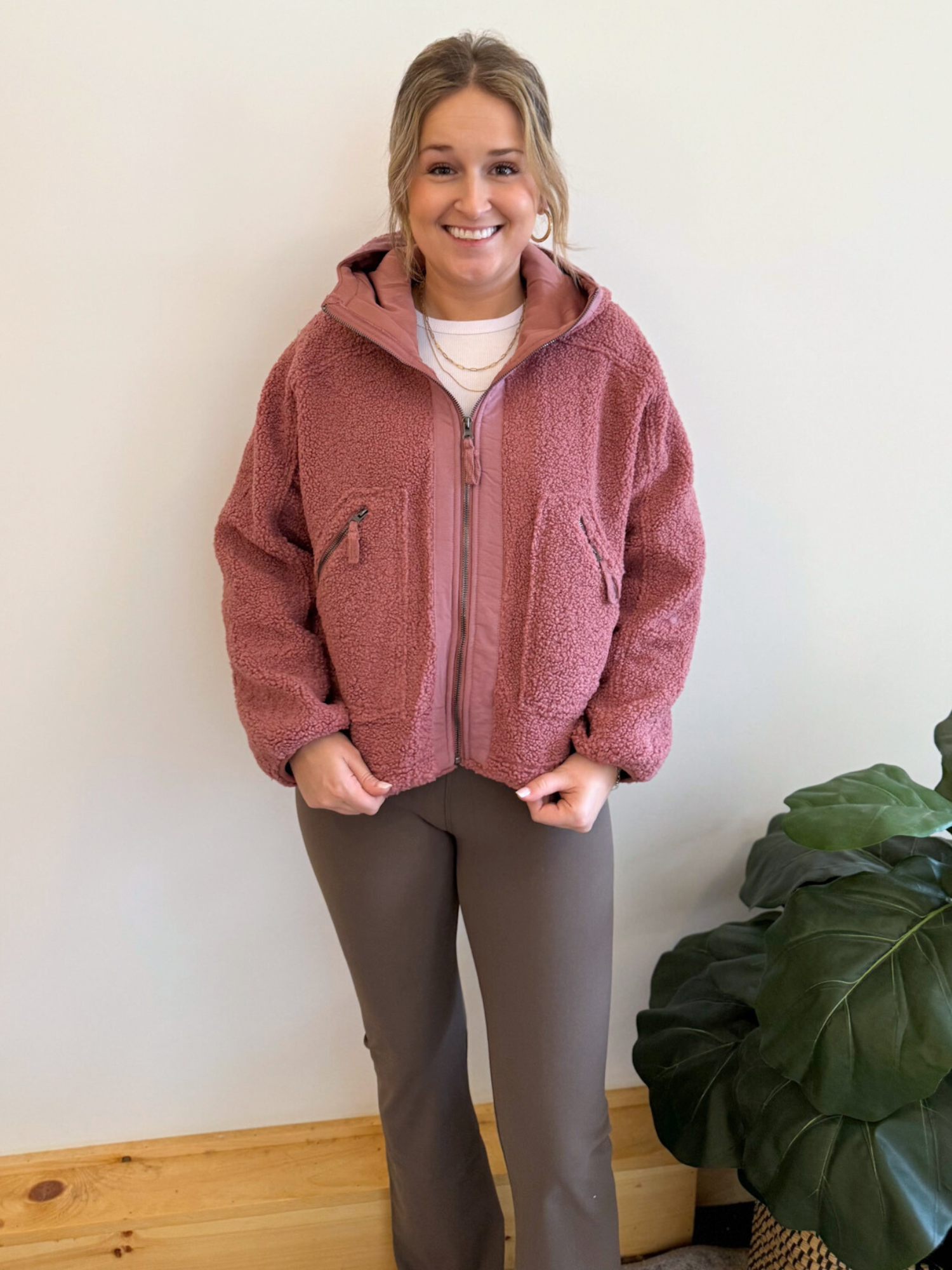 Elena Fleece Hooded Jacket - Collective Rose