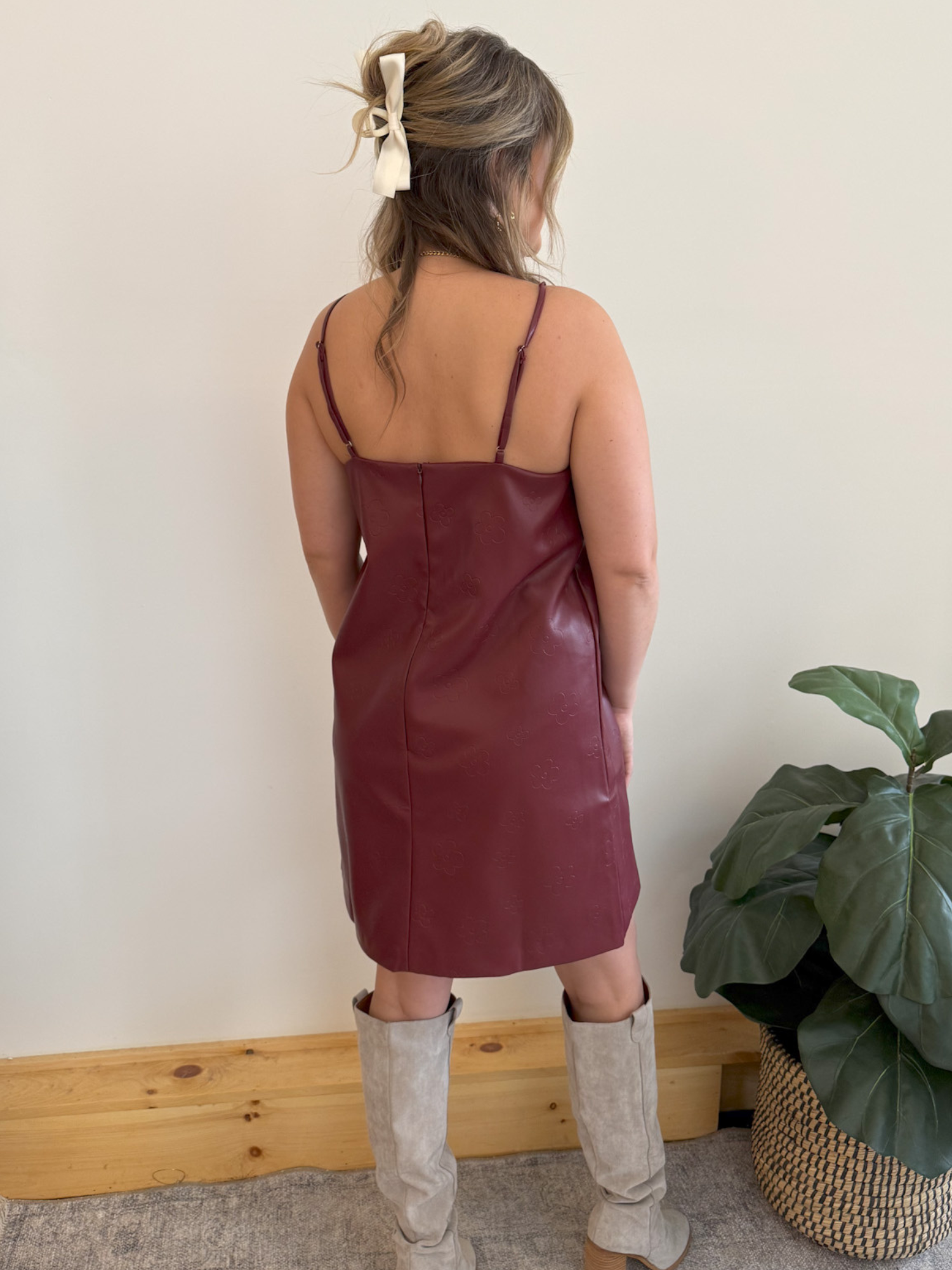 Fallon Leather Mini Dress - Collective Rose