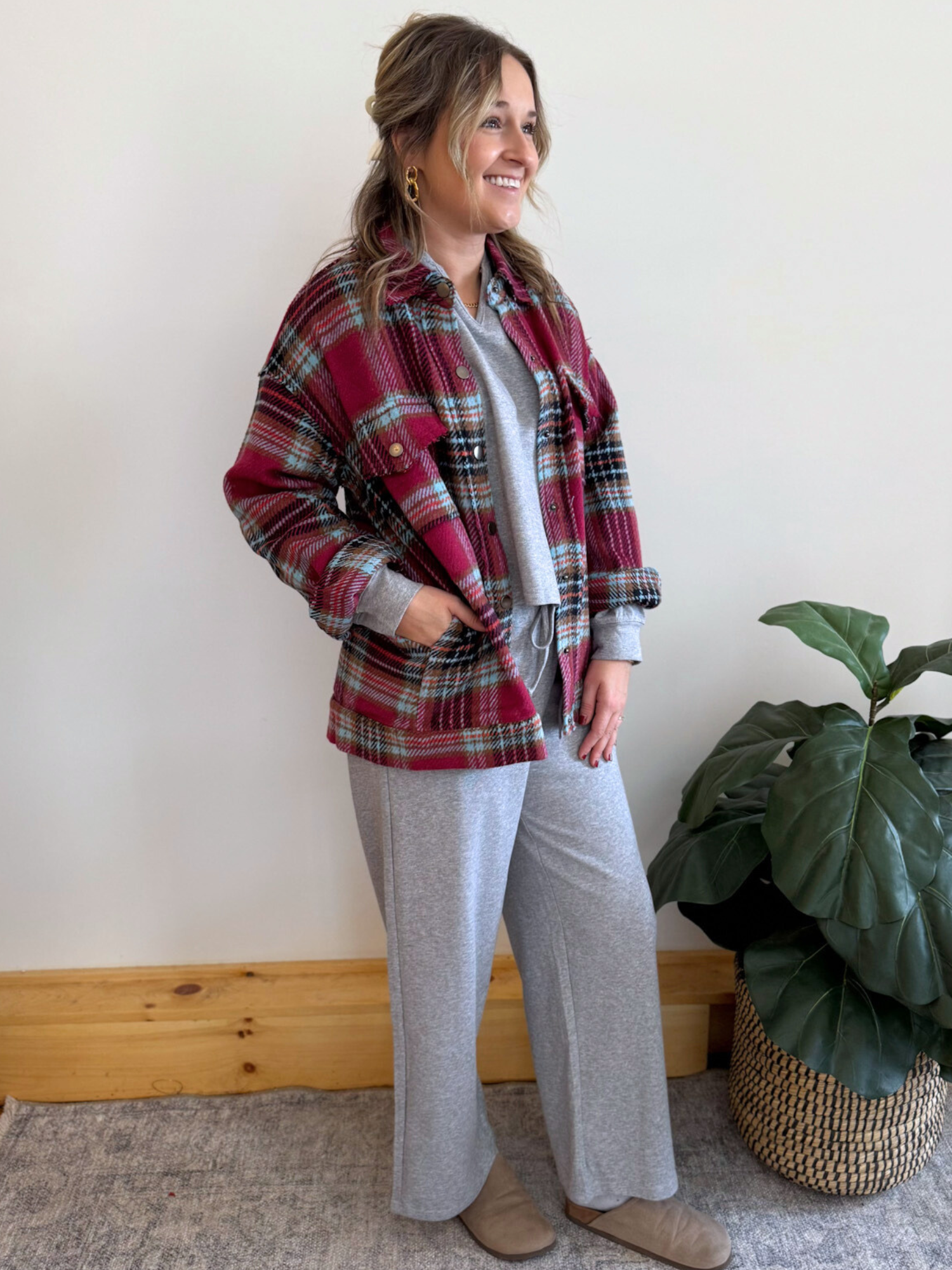 Frankie Plaid Shacket - Collective Rose