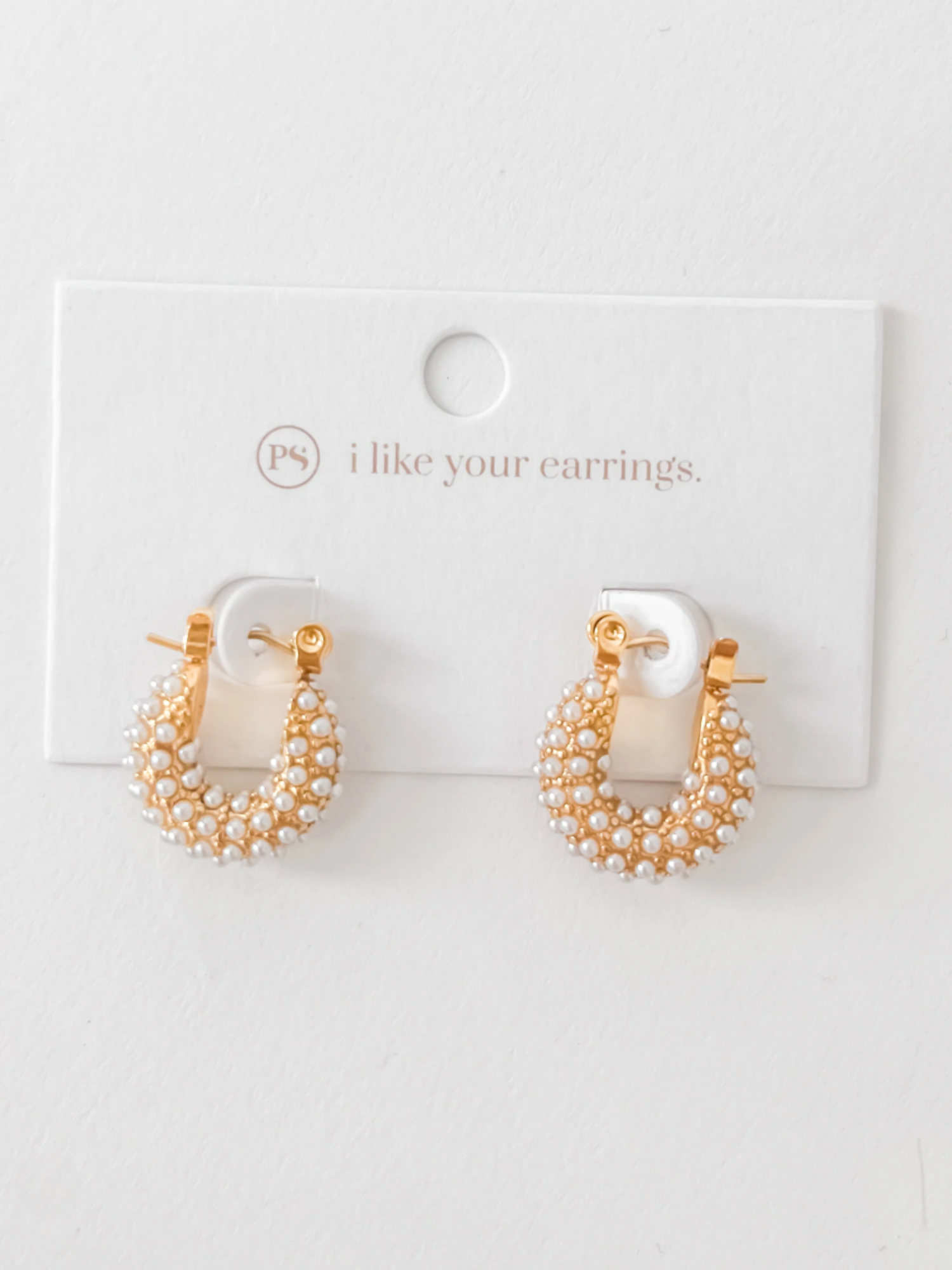 Hailey Pearl Huggie Hoop Earrings - Collective Rose