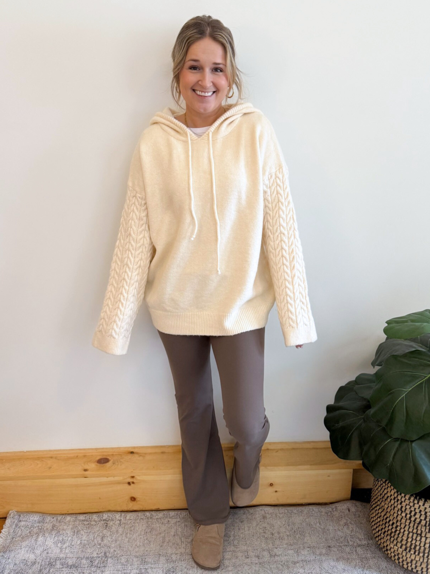 Julia Cable Knit Hoodie - Collective Rose