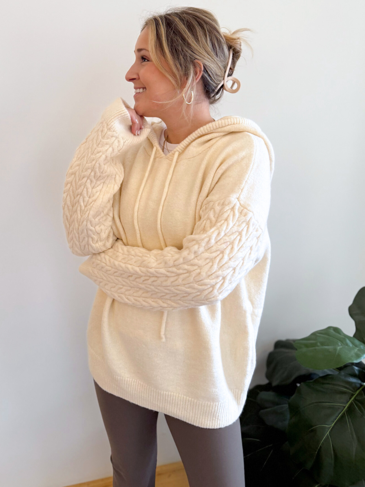 Julia Cable Knit Hoodie - Collective Rose