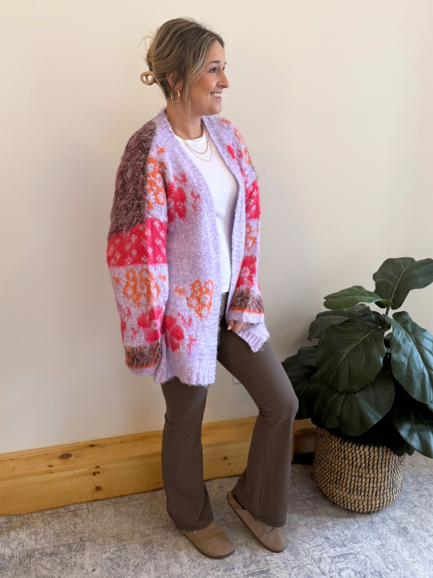 Leah Floral Cardigan - Collective Rose