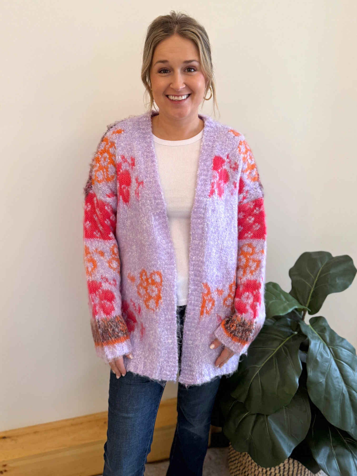 Leah Floral Cardigan - Collective Rose