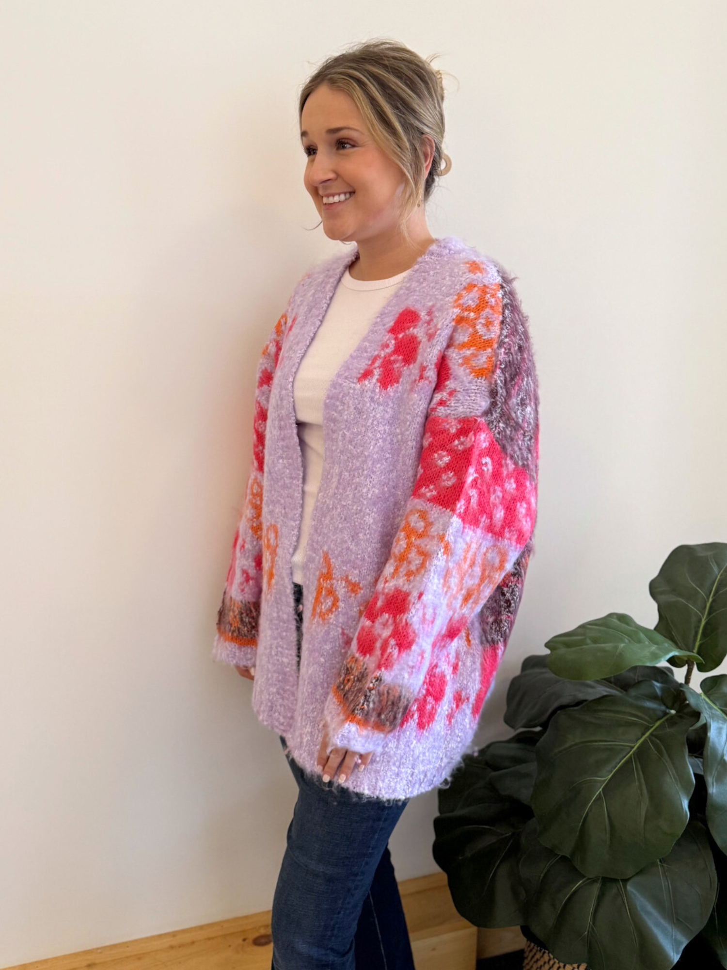 Leah Floral Cardigan - Collective Rose