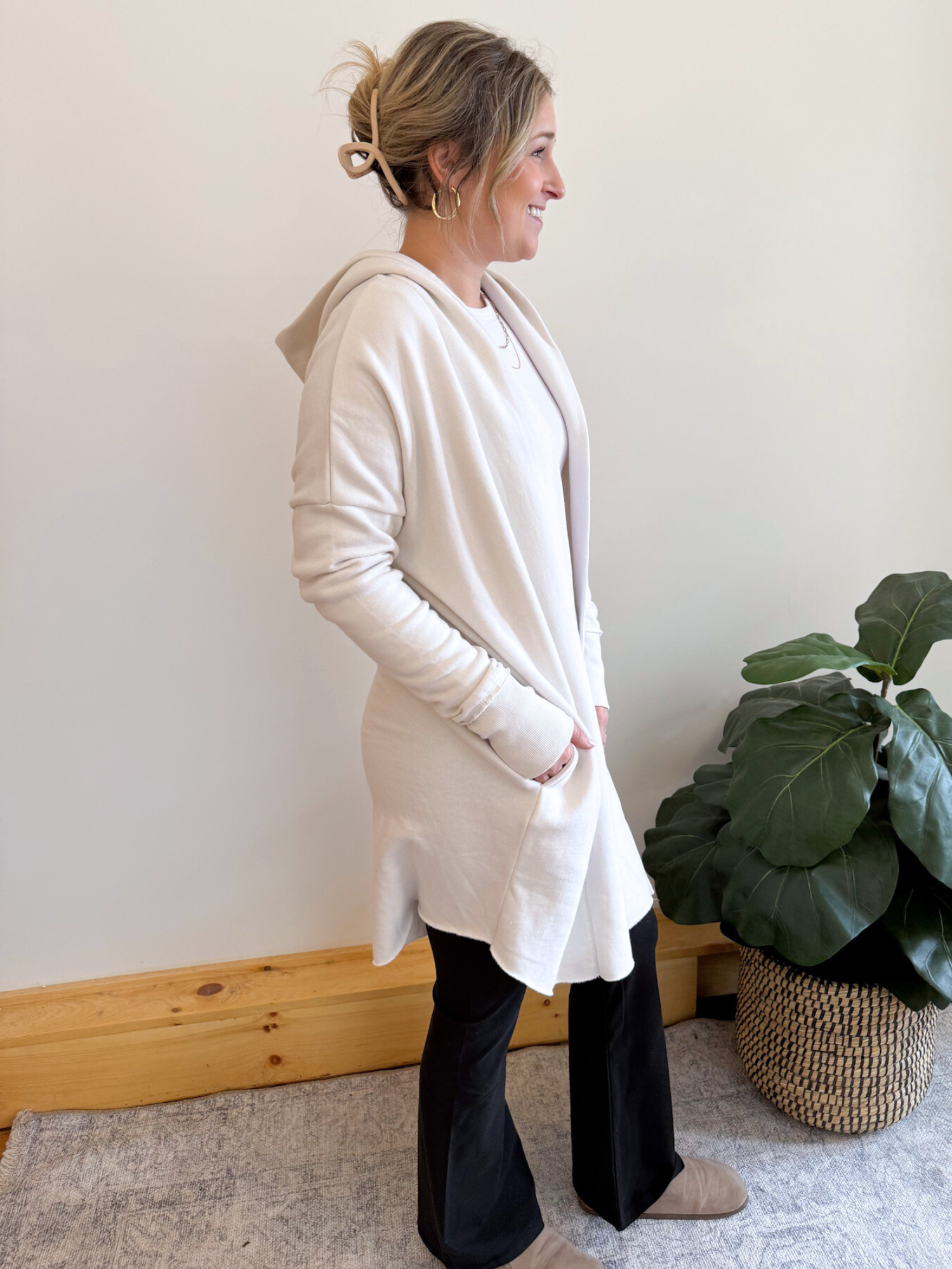 On The Go Longline Hooded Cardigan - Collective Rose