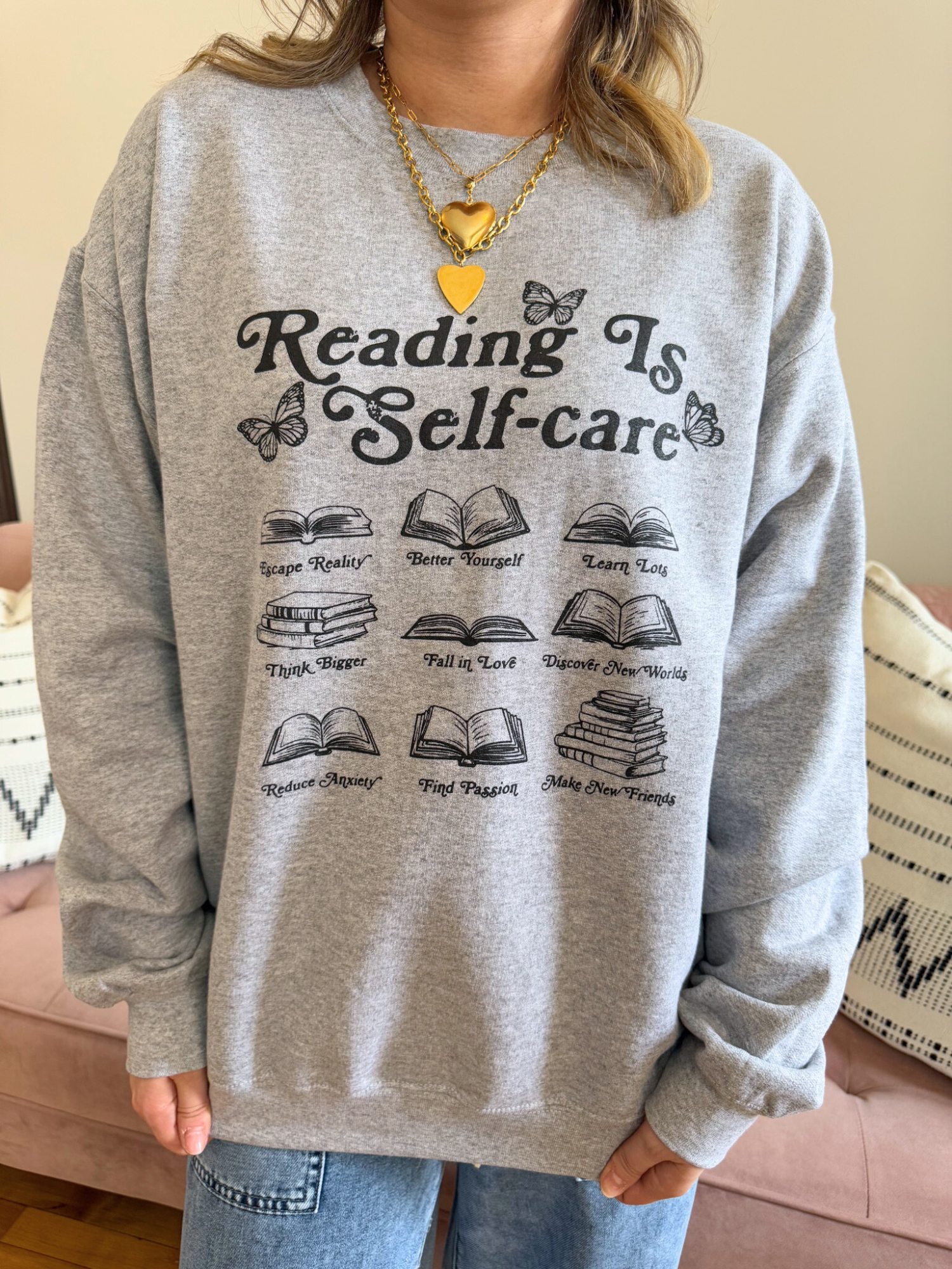 Reading Is Self Care Crewneck - Collective Rose