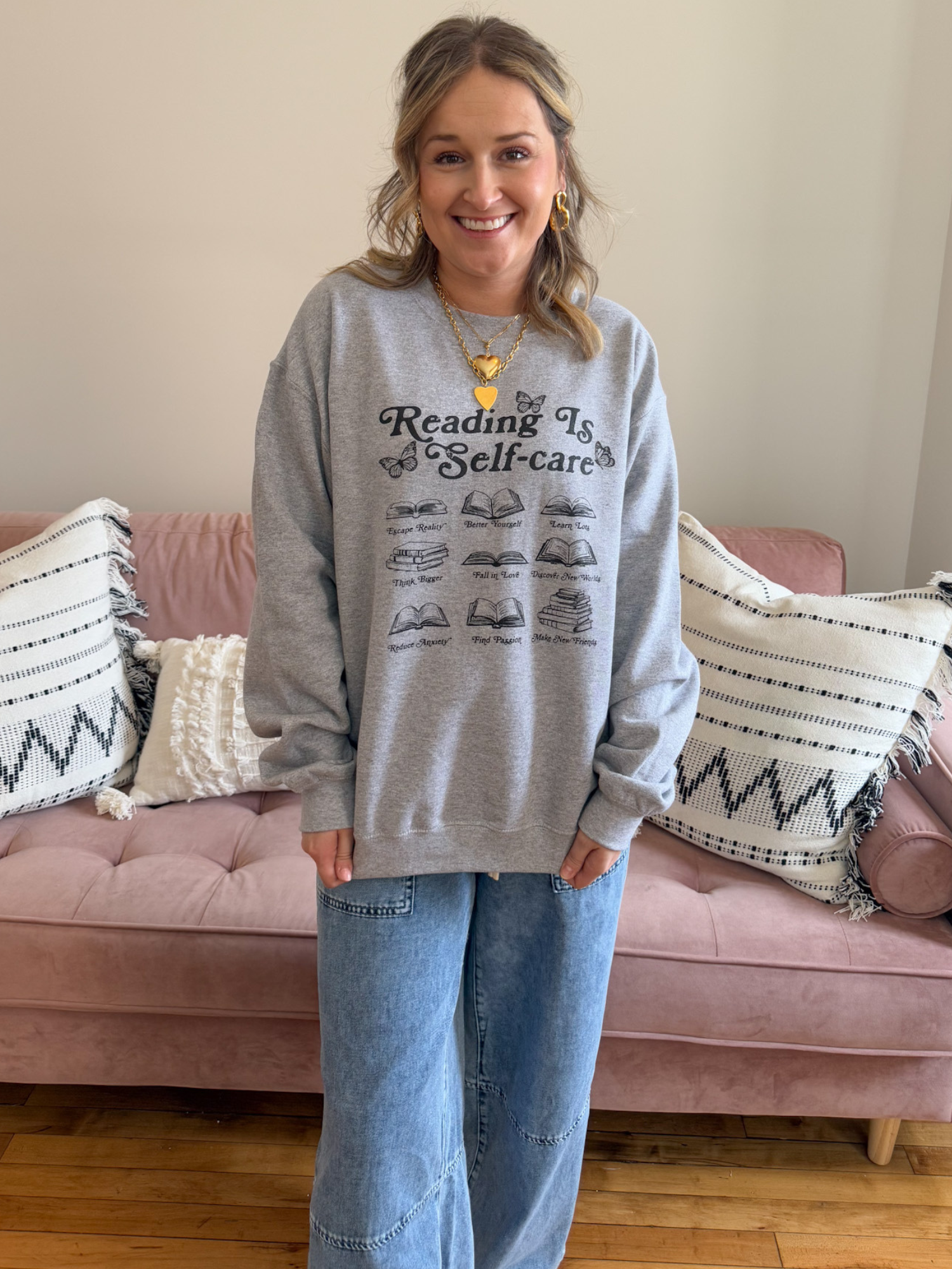 Reading Is Self Care Crewneck - Collective Rose