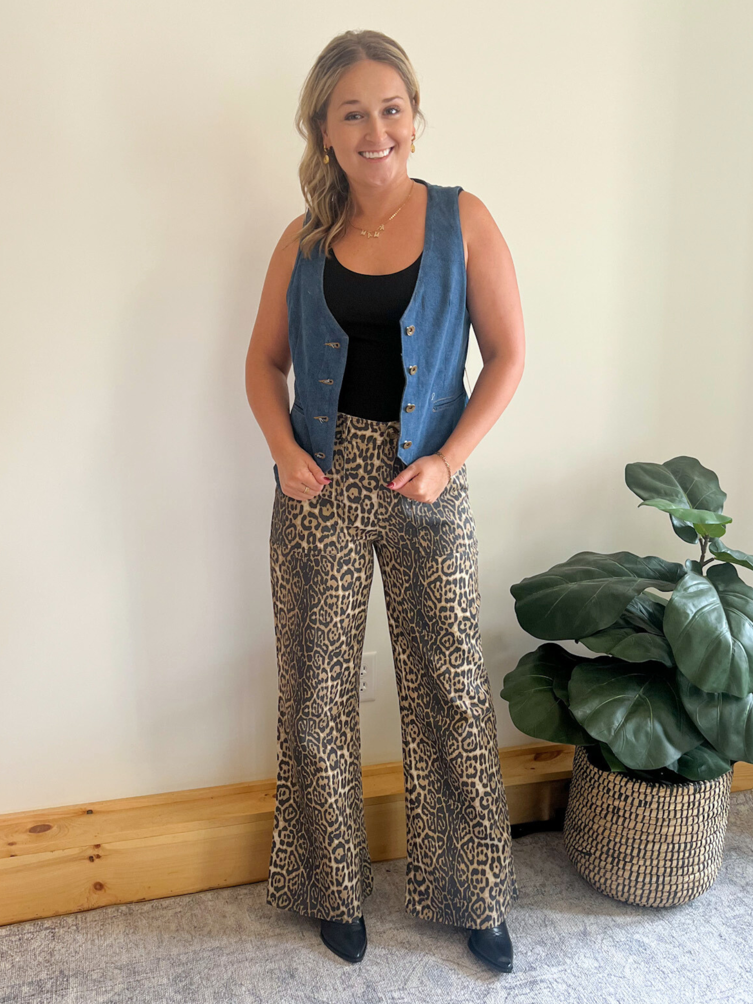 Sasha Leopard Print Flare Jeans