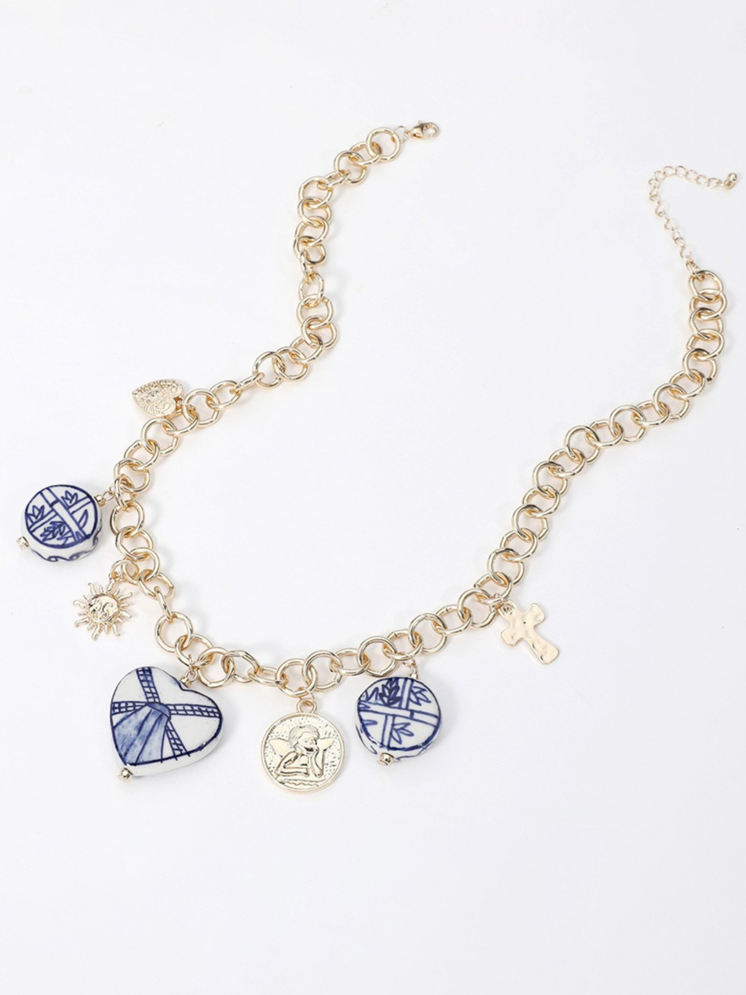 Ceramic Style Heart Charm Necklace - The Collective Rose