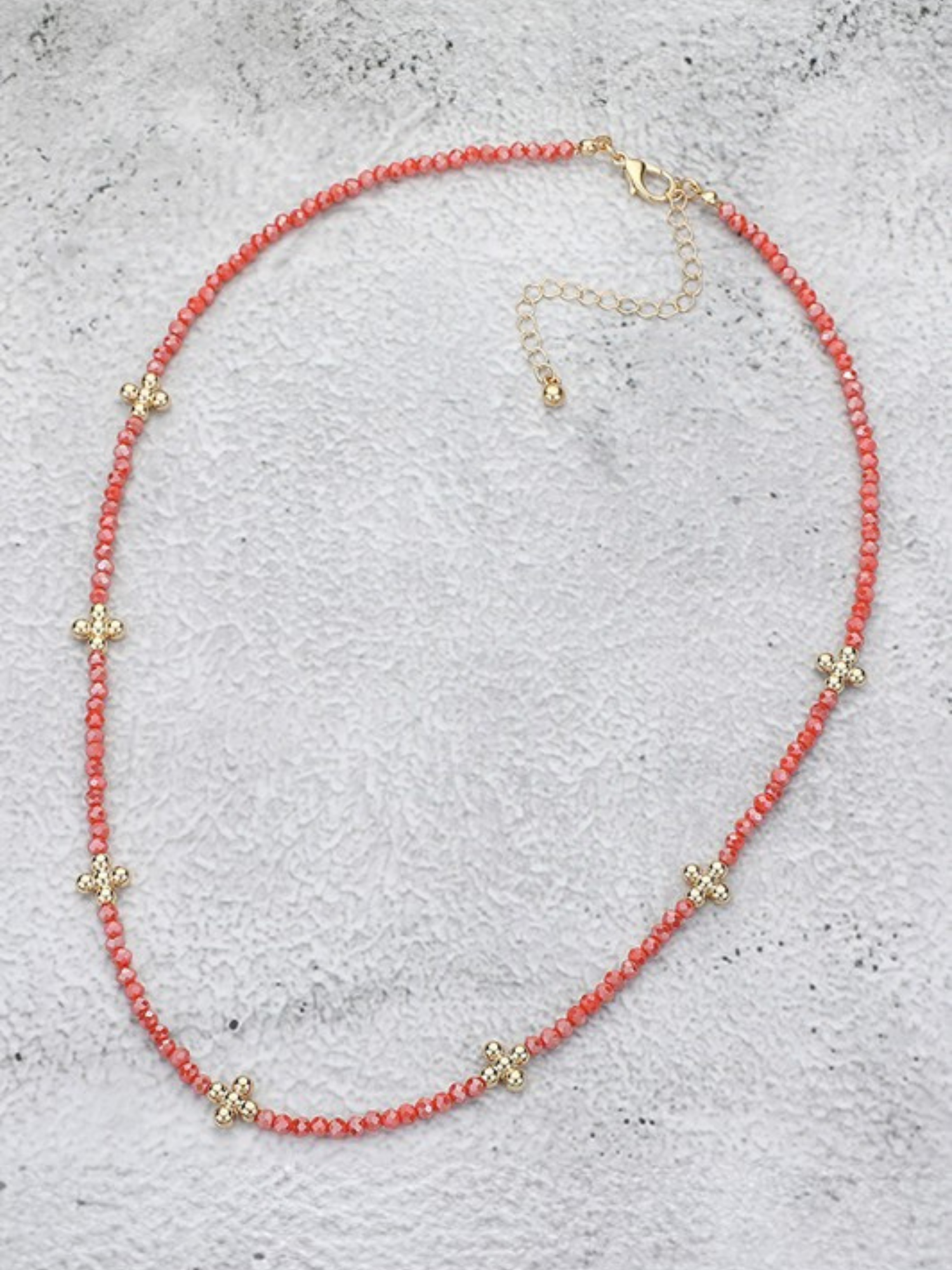 Beaded Layering Necklace - Coral - The Collective Rose