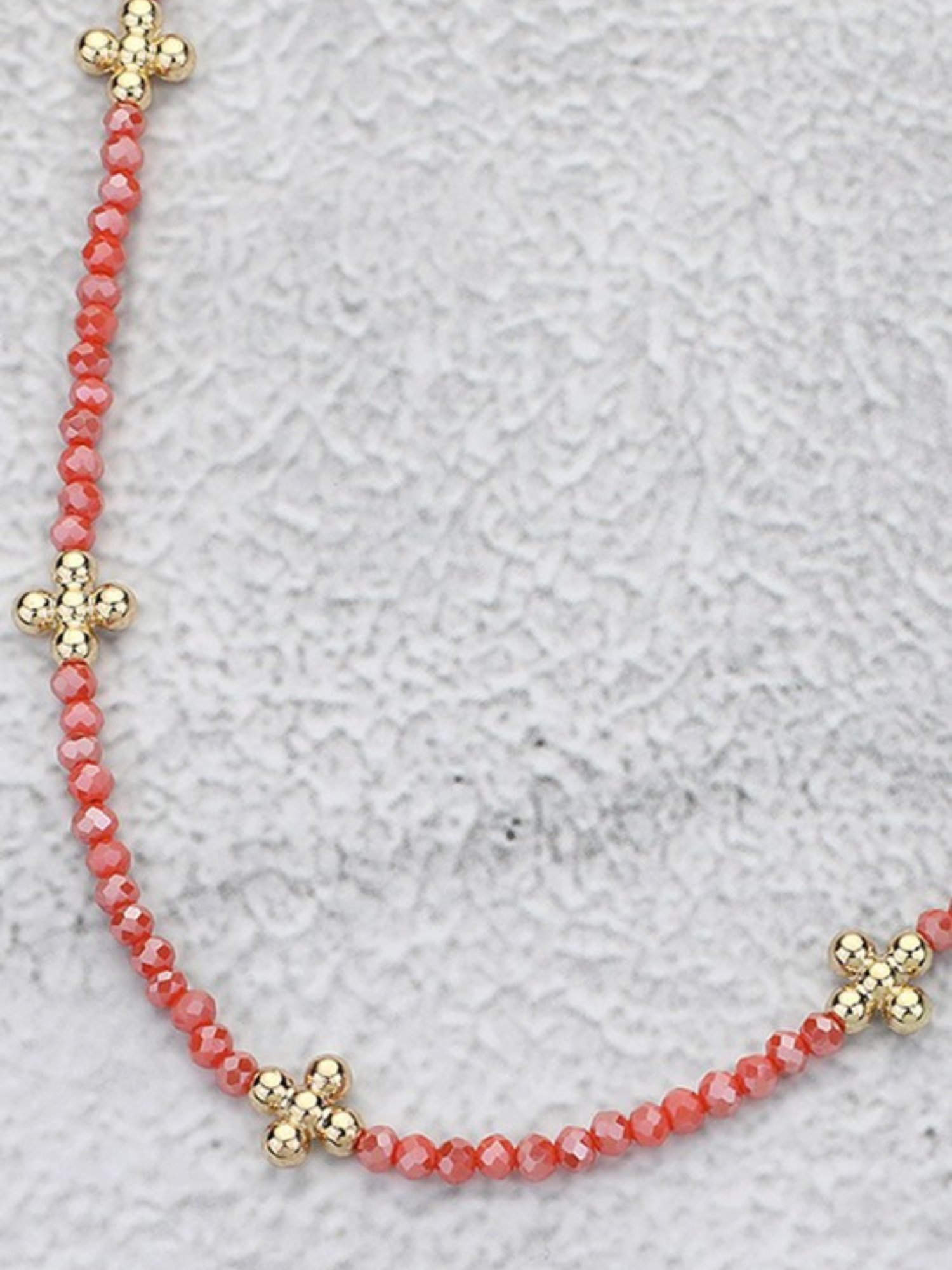 Beaded Layering Necklace - Coral - The Collective Rose