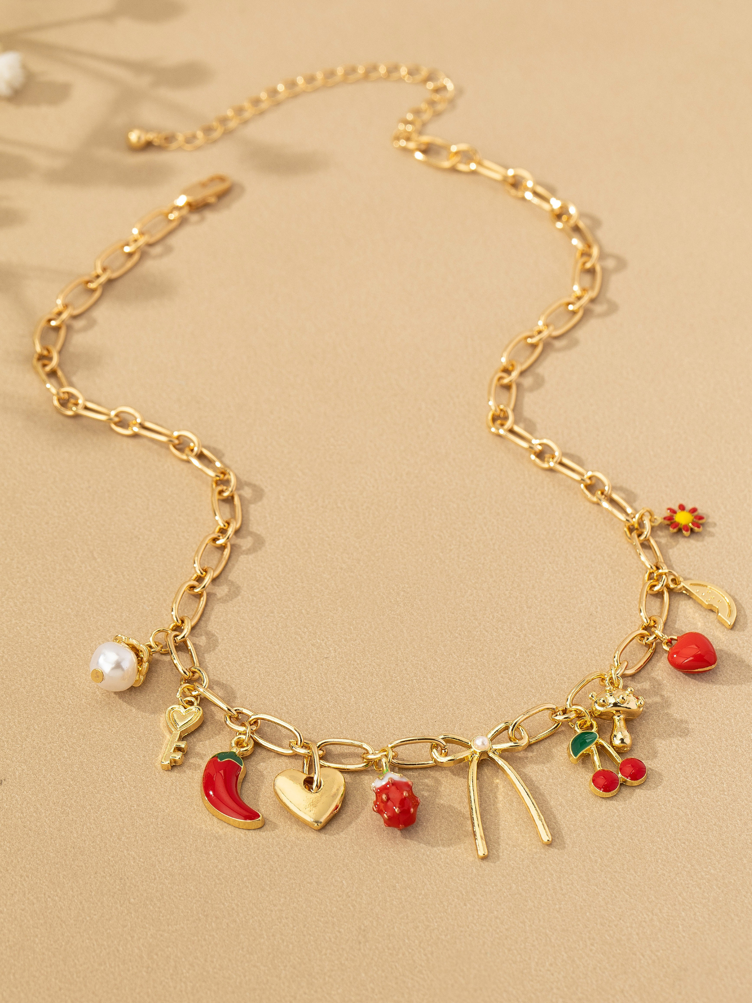 Bow & Fruit Charm Necklace - The Collective Rose