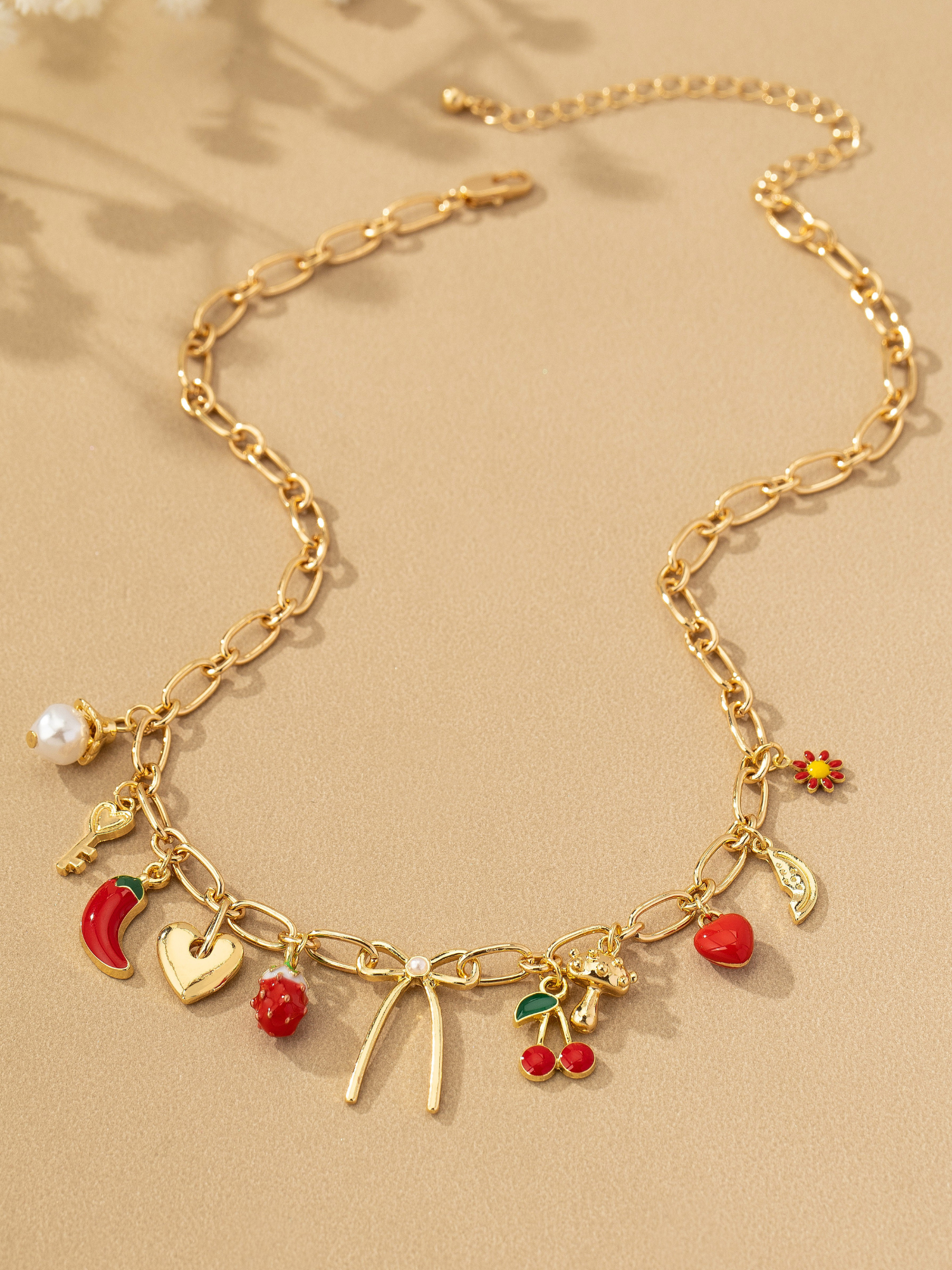 Bow & Fruit Charm Necklace - The Collective Rose