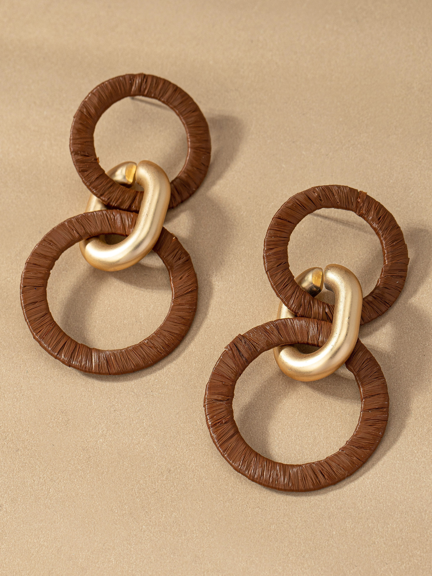 Raffia Double Hoop Earrings - The Collective Rose