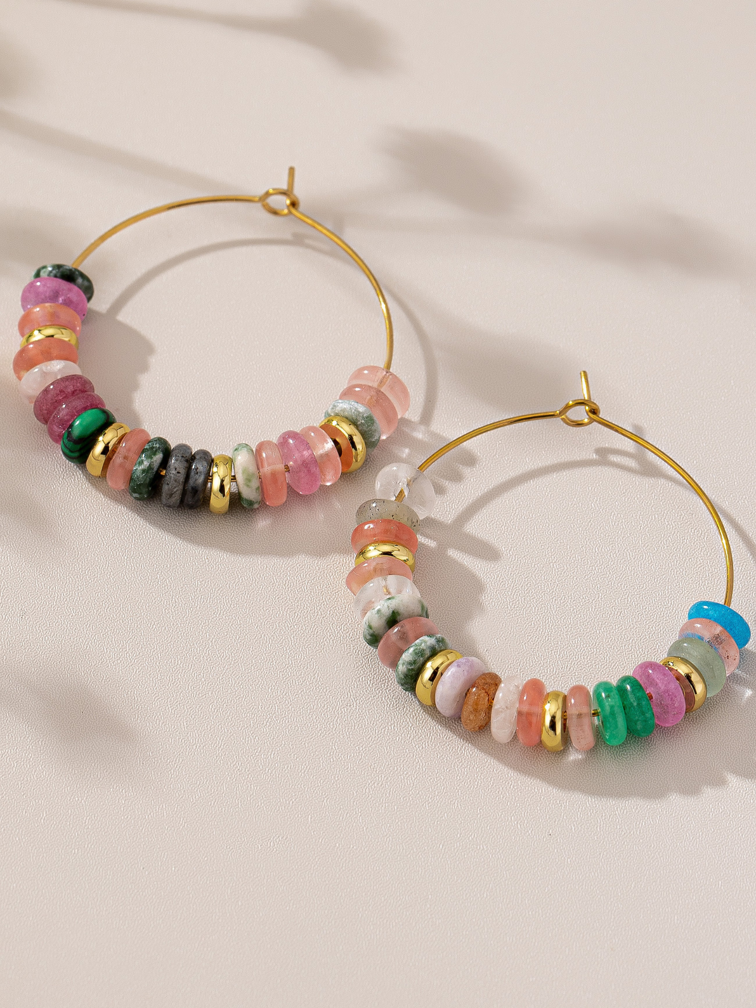 Colorful Beaded Hoop Earrings - The Collective Rose