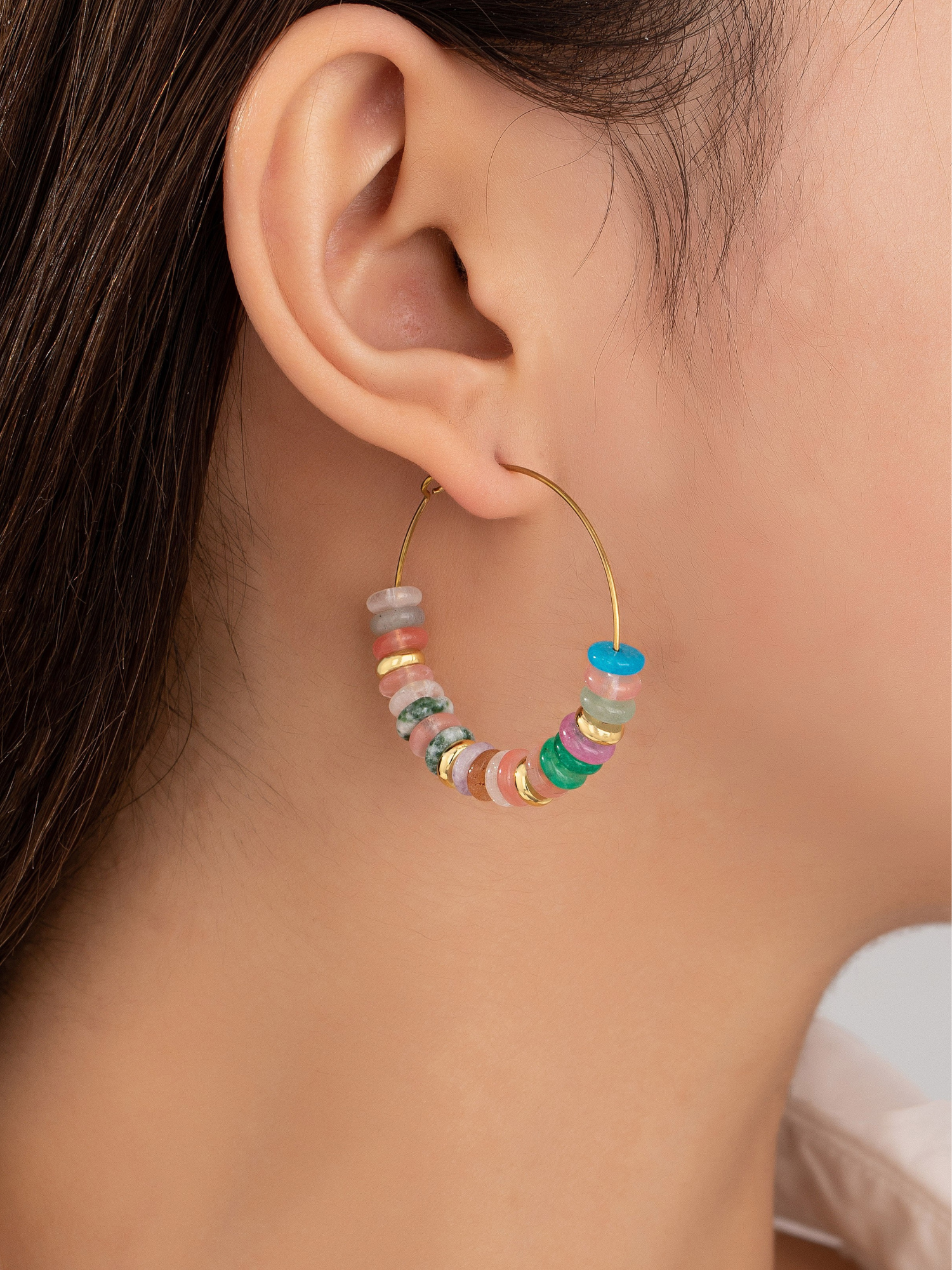 Colorful Beaded Hoop Earrings - The Collective Rose