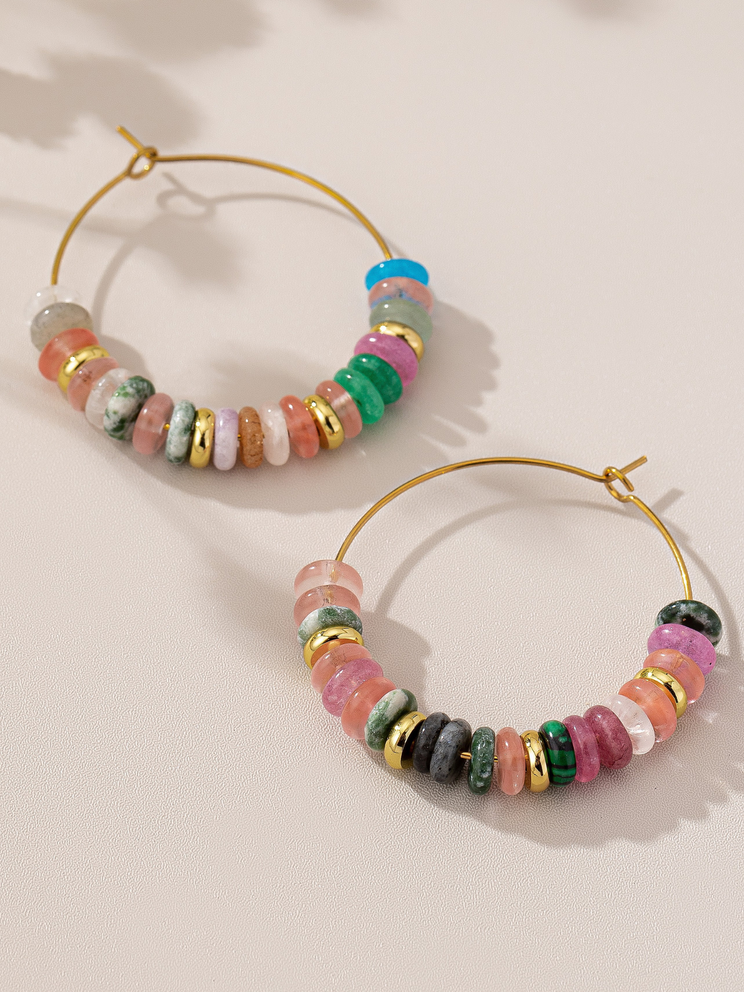 Colorful Beaded Hoop Earrings - The Collective Rose