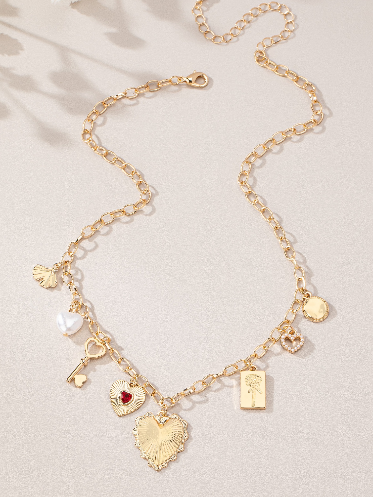 Heart & Key Charm Necklace - The Collective Rose