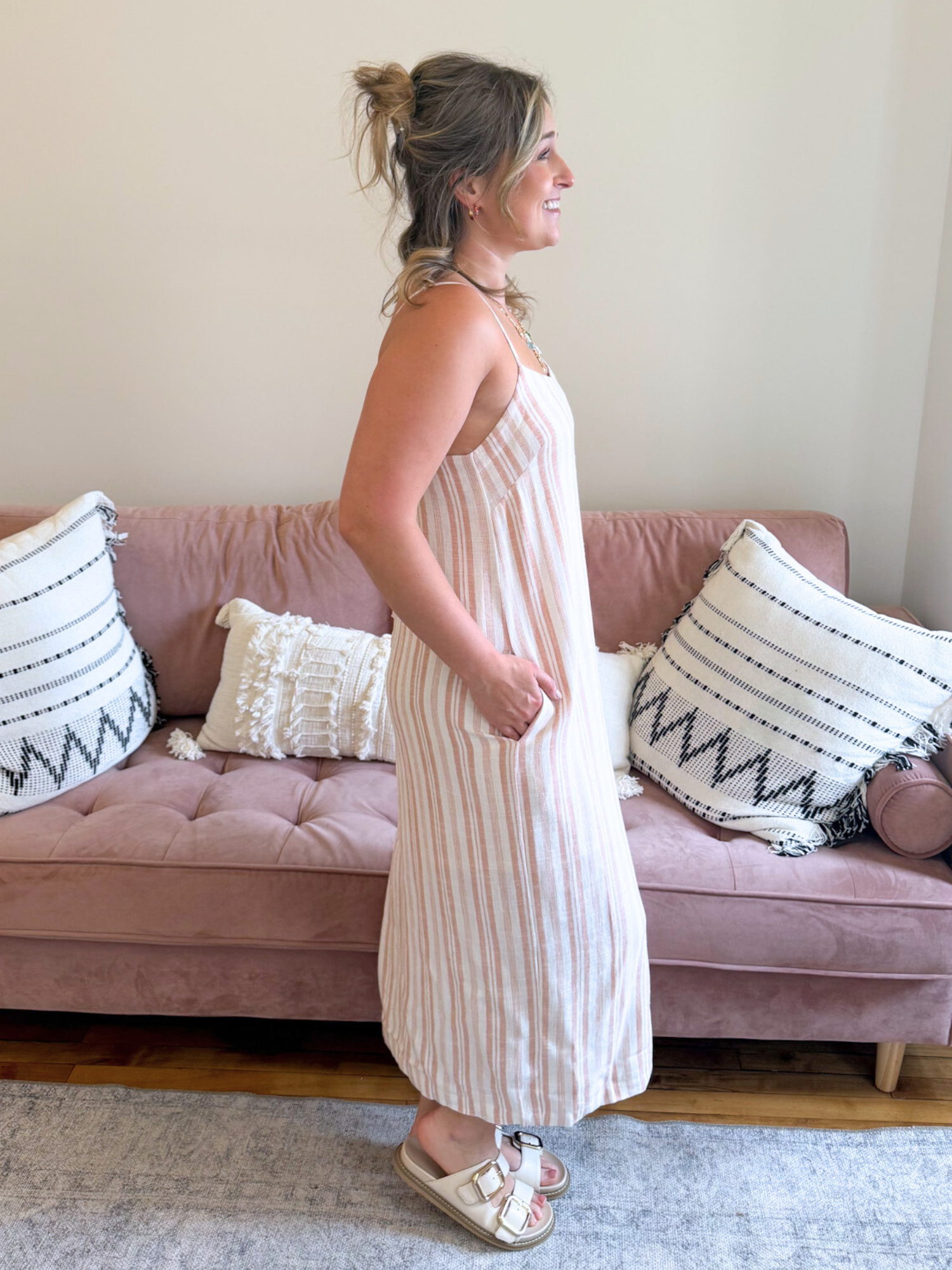 Kinsley Linen Midi Dress - The Collective Rose