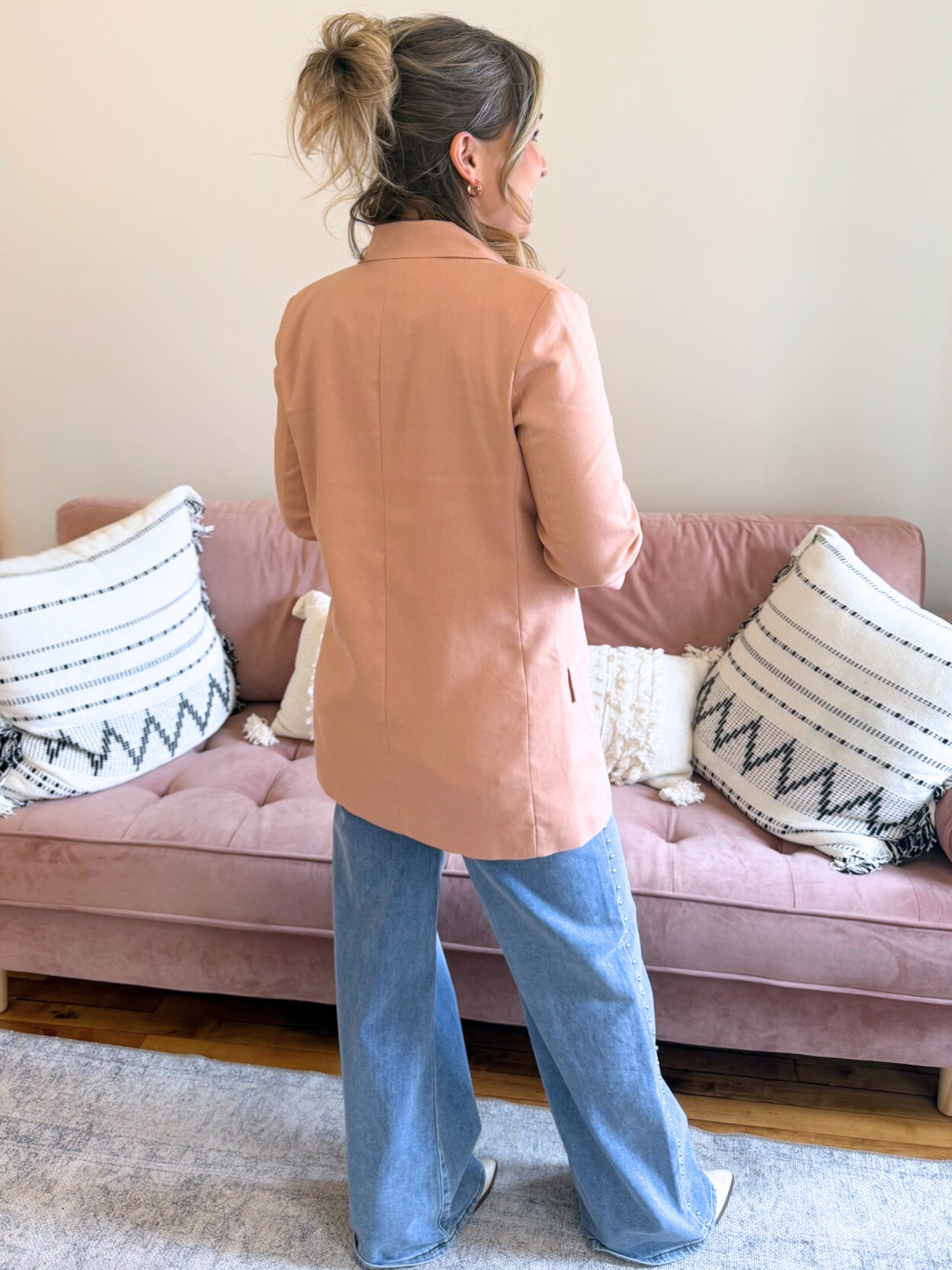 Hanna Linen Blazer - The Collective Rose