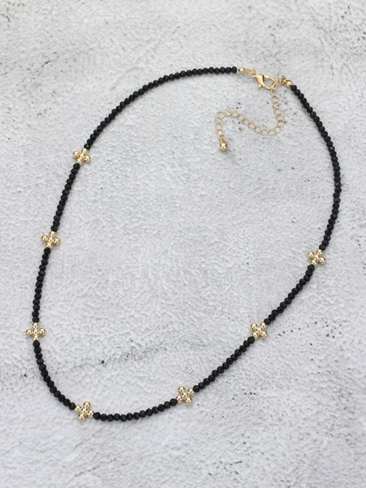 Beaded Layering Necklace - Black - The Collective Rose