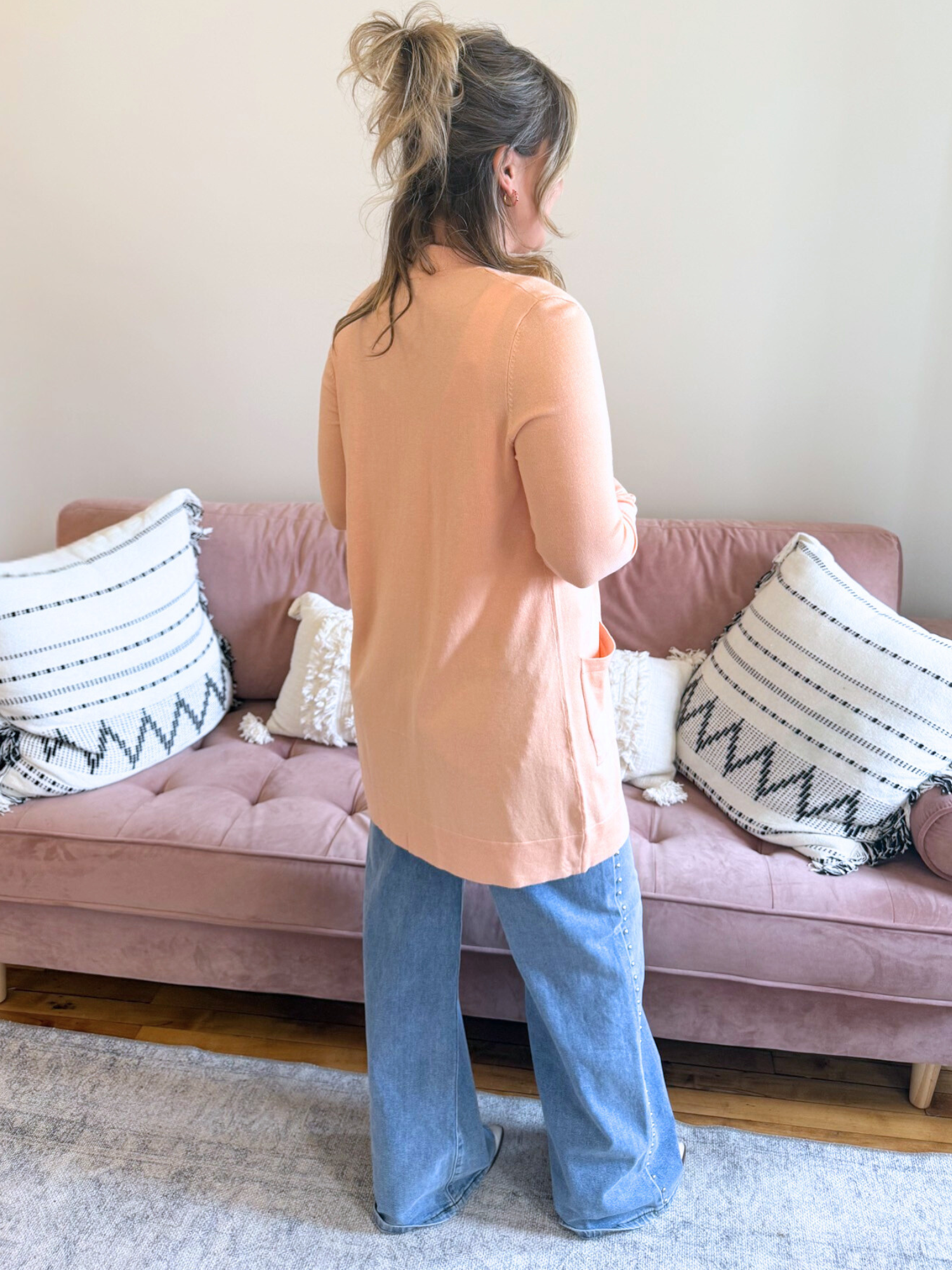 Willow Lightweight Cardi - Peach - The Collective Rose