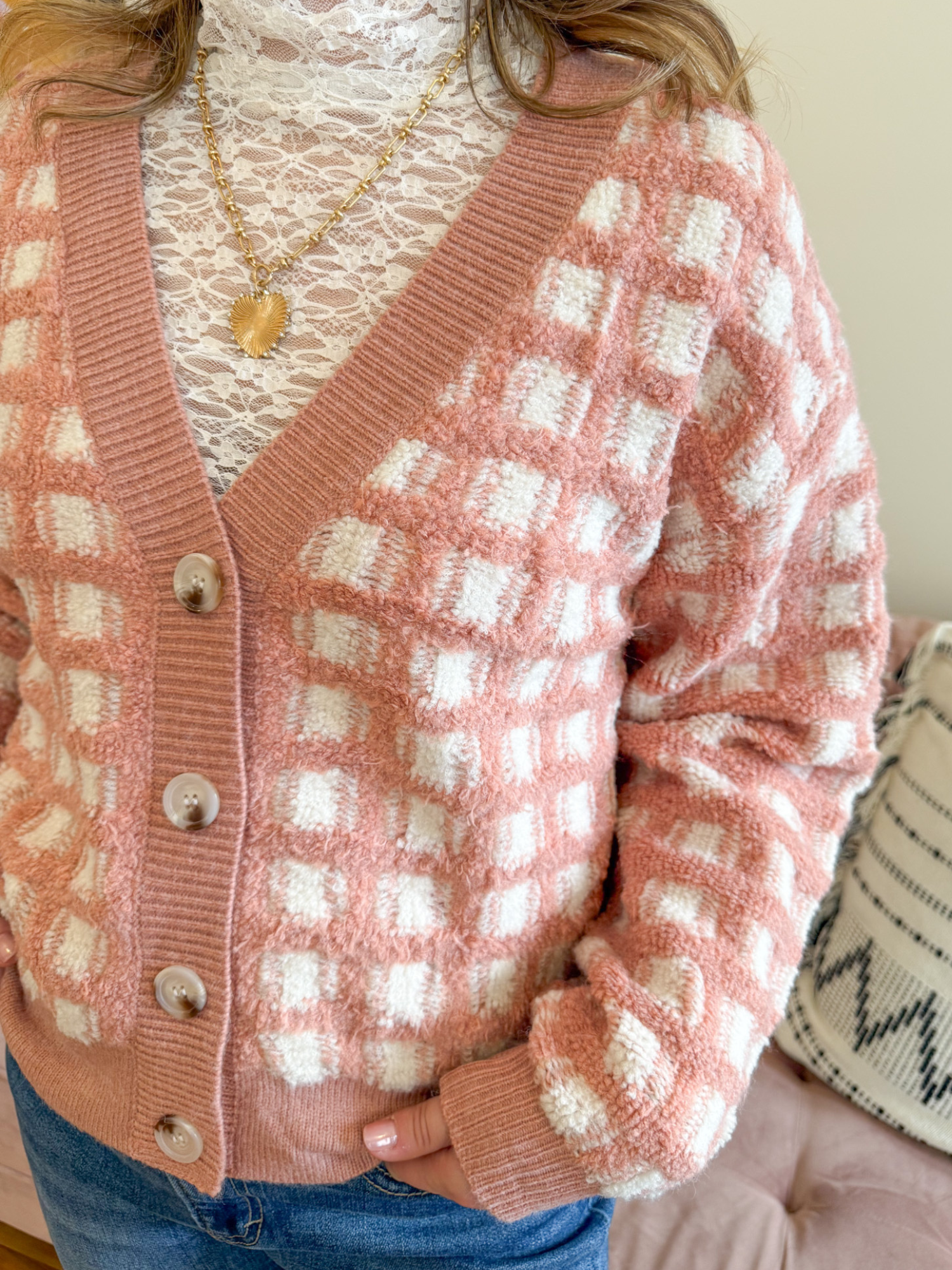 Sophia Checkered Cardigan - Collective Rose